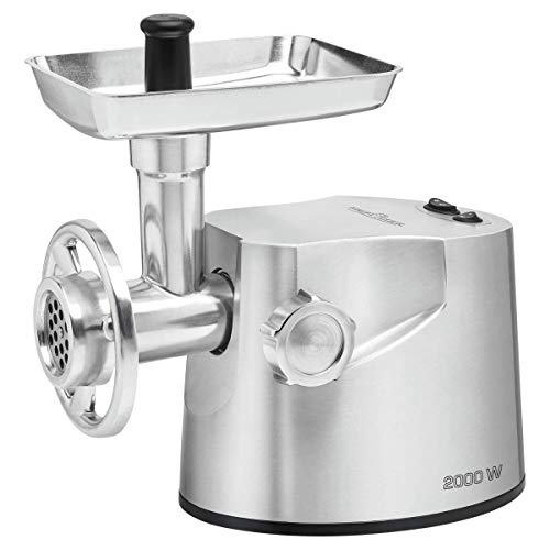 Profi Cook PC-FW 1173, Elektrischer Fleischwolf, Für Fleisch, Wurst und Spritzgebäck, 2 kg/Min, mit Wurstfülleraufsatz, Kebbe-Aufsatz und 3 Edelstahllochscheiben, 2000W, Edelstahl Profi Cook PC-FW 1173, Elektrischer Fleischwolf, Für Fleisch, Wurst und Spritzgebäck, 2 kg/Min, mit Wurstfülleraufsatz, Kebbe-Aufsatz und 3 Edelstahllochscheiben, 2000W, Edelstahl von Profi Cook