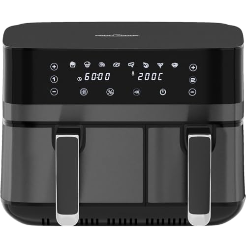 ProfiCook® Heißluftfritteuse mit Zeitgleich-fertig-System | 9 Liter | Heißluftfritteuse 2 Kammern | ohne Fett frittieren | Heissluftfritteuse | Behälter mit Antihaft | Airfryer | PC FR 1295 H von Profi Cook