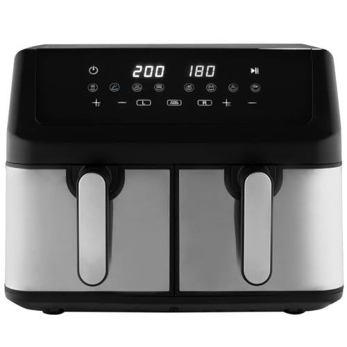 ProfiCook® Heißluftfritteuse 2 Kammern | Airfryer | 9 Liter | Heißluftfritteuse mit Zeitgleich-fertig-System | ohne Fett frittieren | Heissluftfritteuse | Behälter mit Antihaft | PC FR 1296 H von Profi Cook
