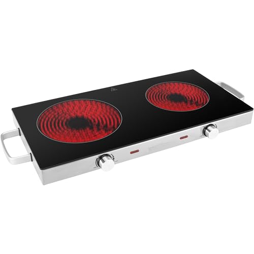 ProfiCook® Infrarot-Doppelkochplatte | Energiesparende Herdplatte mit zwei Feldern | Kochfeld aus kratzfester Glaskeramik | Kochplatte für alle Topfarten | Doppelkochplatte 2800 W | PC-DKP 1211 von Profi Cook
