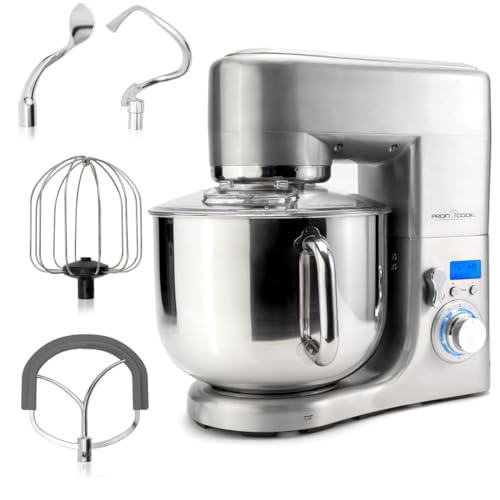 ProfiCook® Küchenmaschine mit XXXL-Edelstahlschüssel | Rühgerät 10L mit 1500W Motor | Knetmaschine inkl. Haken & Schneebesen | Teigknetmaschine Spritzschutz mit Nachfüllöffnung | PC-KM 1096 von Profi Cook