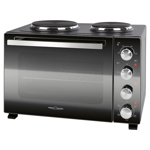 ProfiCook® Minibackofen mit Kochplatten und Drehspieß | 32L | Umluft, Oberhitze, Unterhitze, Drehspieß | Kochen und Backen gleichzeitig | Backofen klein | Mini Backofen mit Umluft | PC KK 1302 von Profi Cook