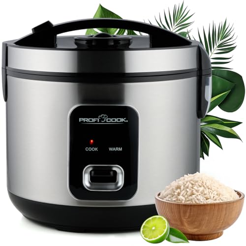 ProfiCook® Reiskocher für 3kg Reis | schnelle Zubereitung ohne Anbrennen | Warmhaltefunktion | inkl. Messbecher & Reislöffel | Rice Cooker mit Antihaft | Reiskocher mit Dampfgarer | PC RK 1285 von Profi Cook