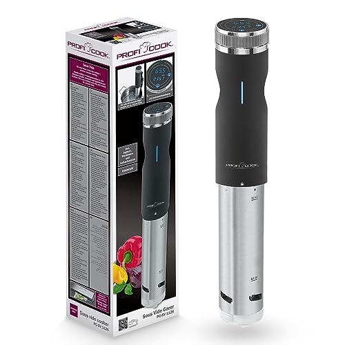ProfiCook® Sous Vide Stick | Jogurt-, Warmhalte- u. Auftaufunktion | Sous Vide | bis 90°C u. 99h Timer | Slow Cooker | Integrierte Befestigungsklemme | Touchdisplay | Edelstahlgehäuse | PC- SV 1126 von Profi Cook