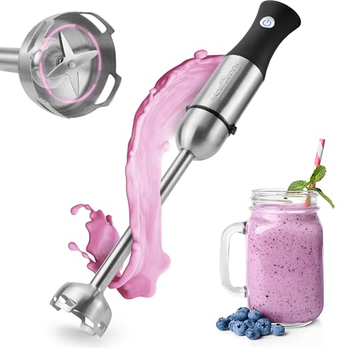 ProfiCook® Stabmixer | Edelstahl | 1000 Watt | Extra langer 27 cm Stab | Geschwindigkeitsregulierung | ergonomischer Soft-Touch-Griff | 4-fach Edelstahlmesser | Abnehmbarer Mixstab | PC-SM 1094 von Profi Cook