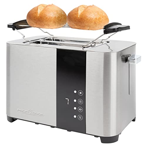 ProfiCook® Toaster | 2 Scheiben-Toaster | Edelstahlgehäuse | 850 Watt | Wide Slot | Brötchenaufsatz (abnehmbar) | 7 einstellbare Bräunungsstufen | Krümelschublade | Kabelaufwicklung | PC-TA 1250 von Profi Cook