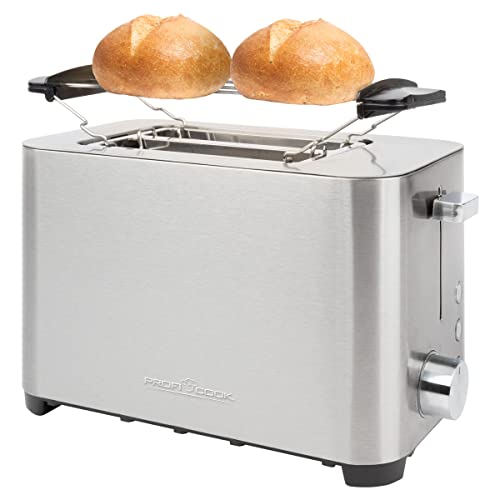 ProfiCook® Toaster | 2 Scheiben-Toaster | Edelstahlgehäuse | Wide Slot | Brötchenaufsatz (abnehmbar) | Stufenlos einstellbarer Bräunungsgrad | Krümelschublade | Kabelaufwicklung | PC-TA 1251 von Profi Cook
