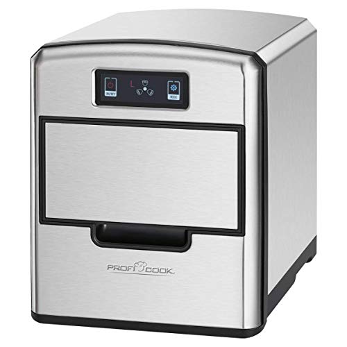 ProfiCook Eiswürfelbereiter PC-EWB 1187 elektrische Eiswürfelmaschine für ca. 10-15kg/24h, Ice-Maker mit Sensor-Touch-Bedienung und 1,7 Liter Wassertank, Eiswürfel innerhalb von 10 Minuten, edelstahl von Profi Cook