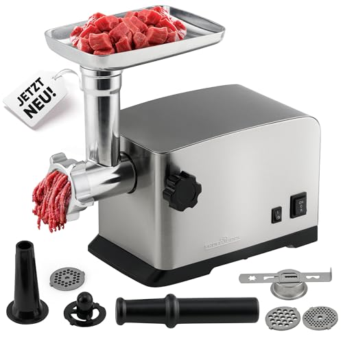 ProfiCook Fleischwolf 1200W | mit Aufsatz für Plätzchen/Spritzgebäck | Fleischwolf elektrisch | 3 Metall-Lochscheiben | Vor- und Rücklauf | inkl. Wurstfüller | Metall-Hals u. Schnecke | PC-FW 1272 ProfiCook Fleischwolf 1200W | mit Aufsatz für Plätzchen/Spritzgebäck | Fleischwolf elektrisch | 3 Metall-Lochscheiben | Vor- und Rücklauf | inkl. Wurstfüller | Metall-Hals u. Schnecke | PC-FW 1272 von Profi Cook