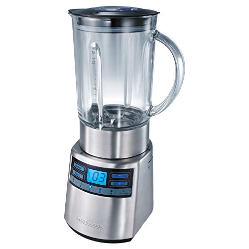 ProfiCook PC-UM 1006 Universalmixer, elektronische Geschwindigkeitsregelung mit Ice-Crush-Funktion, abnehmbarer Glas-Mixbehälter mit Skala, LCD-Display (blau beleuchtet), Edelstahlgehäuse von Profi Cook