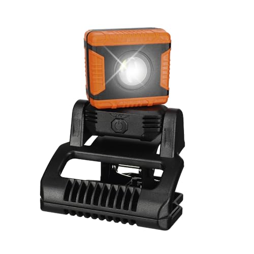 PROFI-PARTNER Drehbare Arbeitsleuchte – Werkstatt-Lampe/COB-LED-Licht, Mit Öse/Klemme/Magneten, 3 Licht-Modi, Batteriebetrieben, Schwenkbar, Kompakt und Leicht von Profi-Partner
