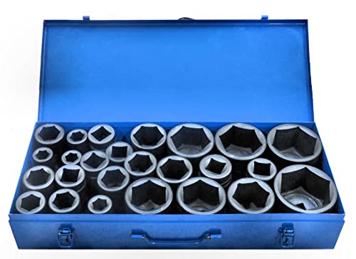 25 Tlg. Steckschlüssel Set 1“ Zoll Druckluft Schlagschrauber Nüsse Satz 6 Kant EXTRA große 17 bis 75 mm Impact Socket Set LKW Bus Traktor Landmaschinen Schiff Steckschlüsseleinsätze von Profi-Werkzeuge