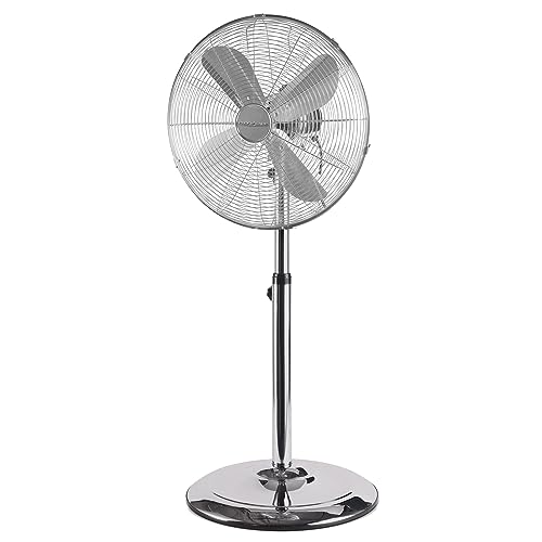 ProfiCare Standventilator leise PC-VL 3064 MS oszillierender Fan, Metall-Stand-Ventilator Ø ca. 40cm, für ideales Raum-Klima z.B. im Schlafzimmer, Neigungswinkel- und Höhenverstellbar, Metall-chrom von ProfiCare