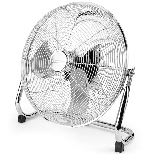 ProfiCare® XL Windmaschine mit 45 cm Ø | Ventilator verstellbarer Winkel | Bodenventilator 3 Stufen | Ventilator leise aus Metall | Luftkühler | Standlüfter | Raumkühler | PC-VL 3066 WM chrom von ProfiCare