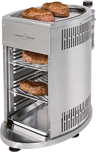 Profi Cook ProfiCook PC-GBS 1178 Beef Grill, 800° Hochleistungsgrill, hochwertiges Edelstahl, Warmhaltefunktion inkl. 2 Grillroste, Fettauffangschale, Druckminderer und Schlauch für DE + AU Edelstahl von Profi Cook