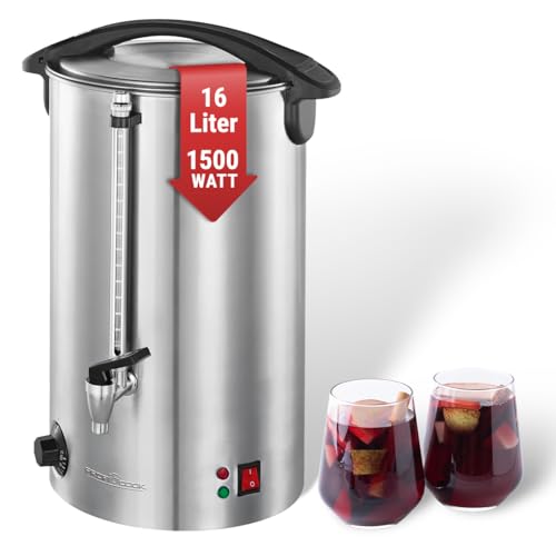 ProfiCook® Heißgetränkeautomat mit 16L Tankinhalt | Glühweinkocher mit hochwertigem Edelstahlgehäuse | zum Erhitzen und Warmhalten | Punschkocher für Glühwein, Tee & Kaffee | PC-HGA 1111 von ProfiCook