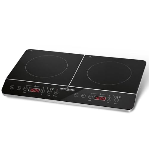 ProfiCook® Induktionskochfeld mit Glaskeramikoberfläche | Induktionskochfeld 2 Platten | Kochplatte mit 180 Min.-Timer & 16 Stufen | Induction Plate mit aut. Abschaltung | 3500 W | PC-DKI 1067 von Profi Cook