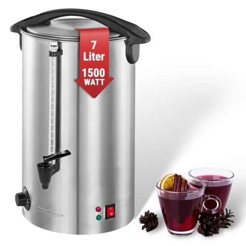 ProfiCook® Heißgetränkeautomat mit 7L Tankinhalt | Glühweinkocher mit hochwertigem Edelstahlgehäuse | zum Erhitzen und Warmhalten | Punschkocher für Glühwein, Tee & Kaffee | PC-HGA 1196 von Profi Cook