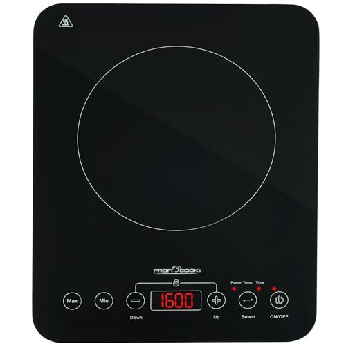 ProfiCook® Induktions-Einzelkochplatte | Schnelle Erhitzung durch Induktion | ECO-Save | Sensor Touch | Kochfeld mit 10 Leistungsstufen | Timer | Herdplatte mit Überhitzungsschutz | PC-EKI 1062 von Profi Cook