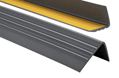 PVC Treppenkantenprofil Antirutsch-Profil Winkelprofil Selbstklebend Treppenkantenschutz 50x40mm - 1,50m von ProfiPVC