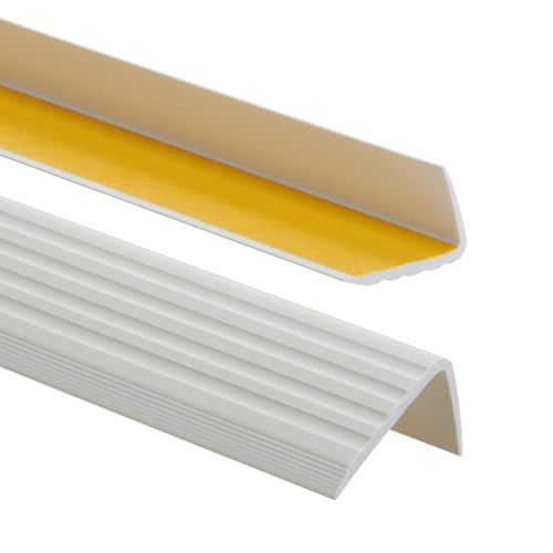 PVC Treppenkantenprofil Selbstklebend Winkelprofil Anti-Rutsch Treppenkante 41x25mm 0,8m, Hellgrau von ProfiPVC