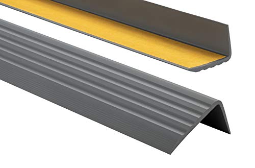 PVC Treppenkantenprofil Selbstklebend Winkelprofil Anti-Rutsch Treppenkante 41x25mm 0,9m, Anthrazit von ProfiPVC