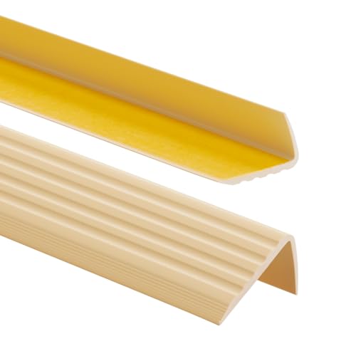 PVC Treppenkantenprofil Selbstklebend Winkelprofil Anti-Rutsch Treppenkante 41x25mm 0,9m, Cremefarbe von ProfiPVC