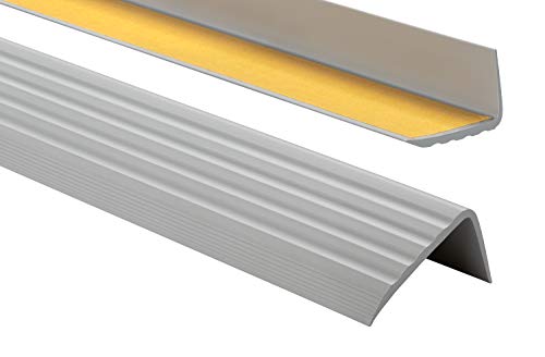 PVC Treppenkantenprofil Selbstklebend Winkelprofil Anti-Rutsch Treppenkante 41x25mm 0,9m, Grau von ProfiPVC