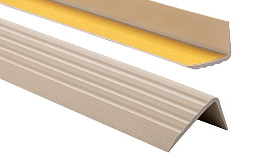 PVC Treppenkantenprofil Selbstklebend Winkelprofil Anti-Rutsch Treppenkante 41x25mm 1,0m, Beige von ProfiPVC