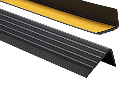 PVC Treppenkantenprofil Selbstklebend Winkelprofil Anti-Rutsch Treppenkante 41x25mm 1,10m, Schwarz von ProfiPVC