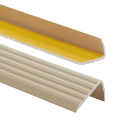 PVC Treppenkantenprofil Selbstklebend Winkelprofil Anti-Rutsch Treppenkante 41x25mm 1,30m, Beige von ProfiPVC