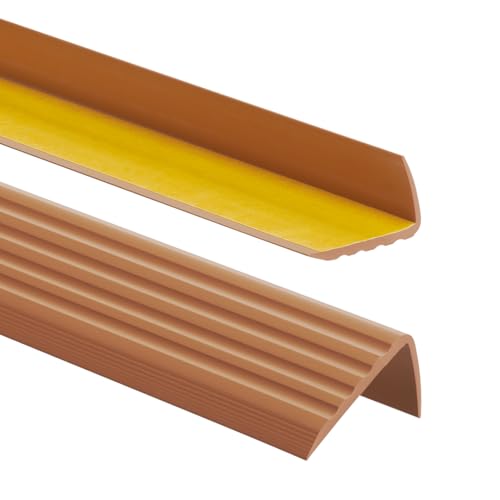 PVC Treppenkantenprofil Selbstklebend Winkelprofil Anti-Rutsch Treppenkante 41x25mm 1,65m, Bernsteinfarbe von ProfiPVC