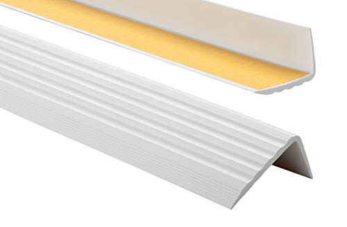 PVC Treppenkantenprofil Selbstklebend Winkelprofil Anti-Rutsch Treppenkante 41x25mm 1,65m, Hellgrau von ProfiPVC