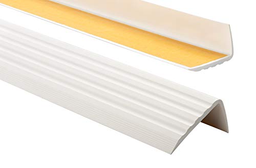 PVC Treppenkantenprofil Selbstklebend Winkelprofil Anti-Rutsch Treppenkante 41x25mm 1,65m, Weiß von ProfiPVC