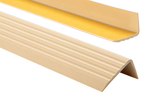 PVC Treppenkantenprofil Selbstklebend Winkelprofil Anti-Rutsch Treppenkante 41x25mm 1,8m, Cremefarbe von ProfiPVC