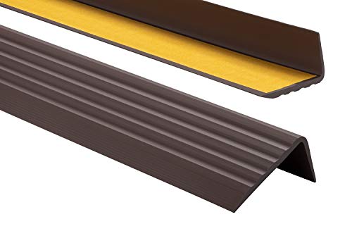 PVC Treppenkantenprofil Selbstklebend Winkelprofil Anti-Rutsch Treppenkante 41x25mm 1.30m, DunkelBraun von ProfiPVC