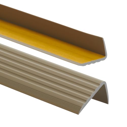 PVC Treppenkantenprofil Selbstklebend Winkelprofil Anti-Rutsch Treppenkante 41x25mm 1.30m, Messing von ProfiPVC