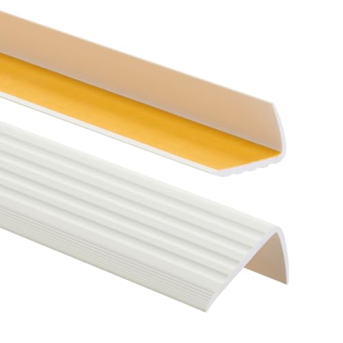 PVC Treppenkantenprofil Selbstklebend Winkelprofil Anti-Rutsch Treppenkante 41x25mm 2m, Weiß von ProfiPVC