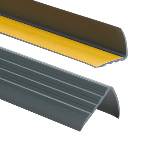 PVC Treppenkantenprofil Selbstklebend Winkelprofil Anti-Rutsch Treppenkante 50x40mm - 0,80m, Anthrazit von ProfiPVC