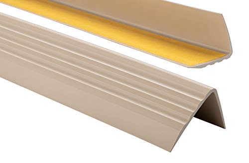 PVC Treppenkantenprofil Selbstklebend Winkelprofil Anti-Rutsch Treppenkante 50x40mm - 0,80m, Beige von ProfiPVC