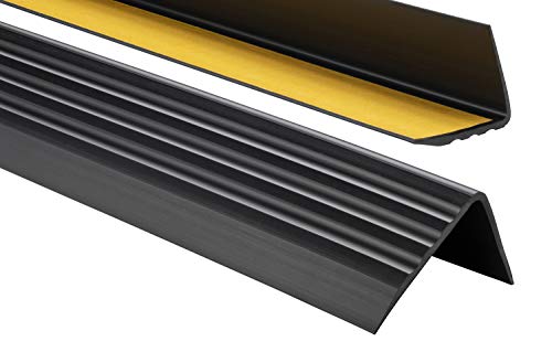 PVC Treppenkantenprofil Selbstklebend Winkelprofil Anti-Rutsch Treppenkante 50x40mm - 0,80m, Schwarz von ProfiPVC