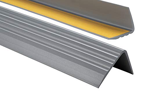 PVC Treppenkantenprofil Selbstklebend Winkelprofil Anti-Rutsch Treppenkante 50x40mm - 0,80m, Silber von ProfiPVC