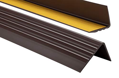 PVC Treppenkantenprofil Selbstklebend Winkelprofil Anti-Rutsch Treppenkante 50x40mm - 0,90m, DunkelBraun von ProfiPVC