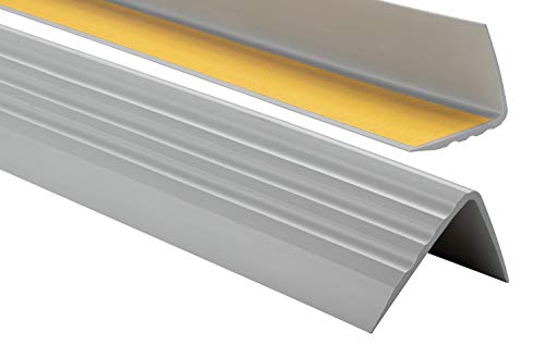 PVC Treppenkantenprofil Selbstklebend Winkelprofil Anti-Rutsch Treppenkante 50x40mm - 0,90m, Grau von ProfiPVC