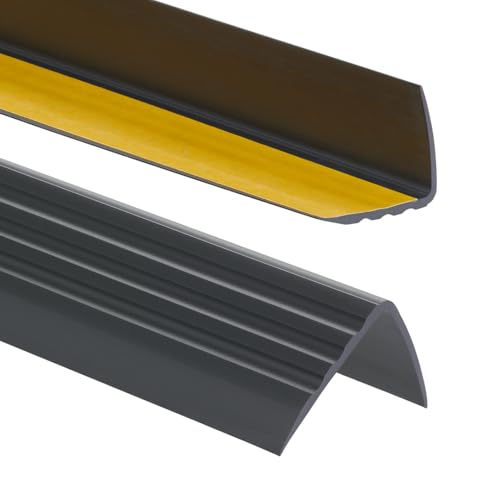 PVC Treppenkantenprofil Selbstklebend Winkelprofil Anti-Rutsch Treppenkante 50x40mm - 0,90m, Schwarz von ProfiPVC