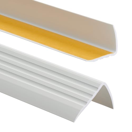 PVC Treppenkantenprofil Selbstklebend Winkelprofil Anti-Rutsch Treppenkante 50x40mm - 1,50m, Hellgrau von ProfiPVC