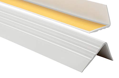PVC Treppenkantenprofil Selbstklebend Winkelprofil Anti-Rutsch Treppenkante 50x40mm - 1,80m, Hellgrau von ProfiPVC