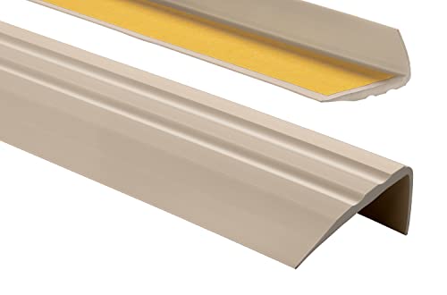 ProfiPVC Treppenkantenprofil PVC 50x25mm, 100 cm - Selbstklebend Winkelprofil Anti-Rutsch Treppenkante, Beige von ProfiPVC