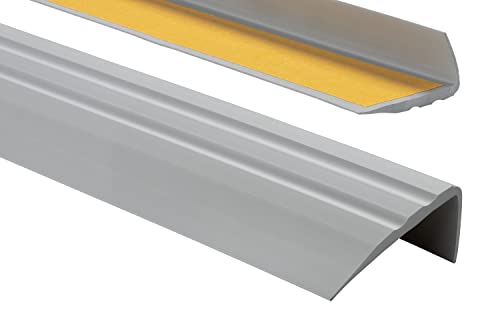 ProfiPVC Treppenkantenprofil PVC 50x25mm, 130 cm - Selbstklebend Winkelprofil Anti-Rutsch Treppenkante, Grau von ProfiPVC