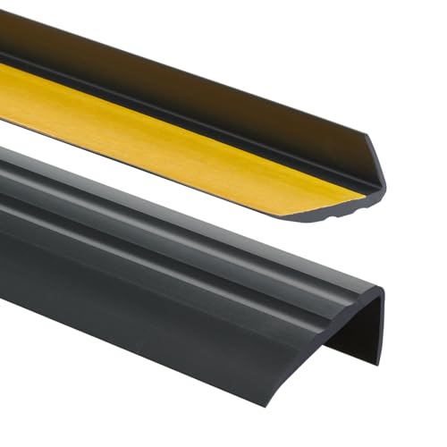 ProfiPVC Treppenkantenprofil PVC 50x25mm, 150 cm - Selbstklebend Winkelprofil Anti-Rutsch Treppenkante, Schwarz von ProfiPVC